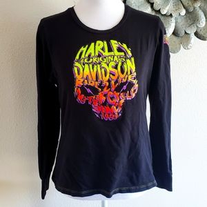 Harley Davidson Ride 2 Live Skull Long Sleeve-M